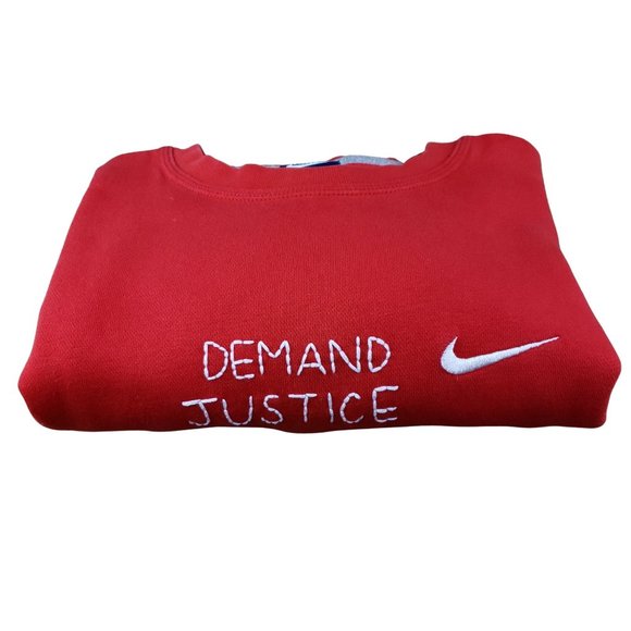 Nike Upcycle Demand Justice Red Sweatshirt Medium Activist Statement - Picture 8 of 8